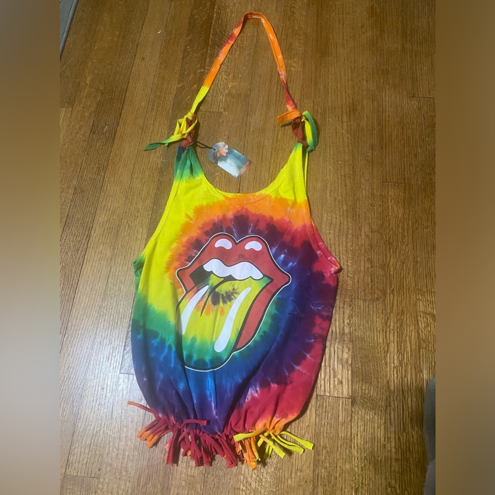 Rolling Stones hippie tie-dyed T-shirt, Crossbody bag